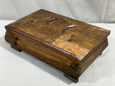 Original WWII Era German Decorative Wooden Box, Viking Ship