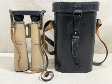 Original WWII German Tan Colored Service Binoculars with Preßstoff Case