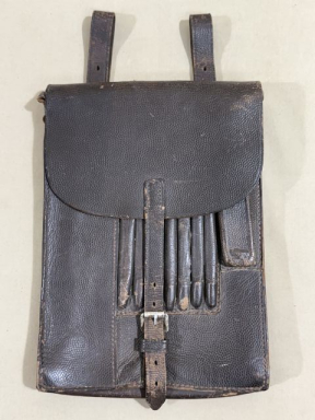 Original WWII German Soldier's M35 Map / Dispatch Case, Brown Leather