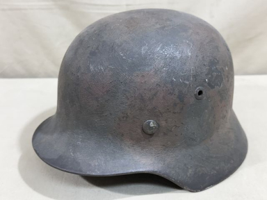 Original WWII German M35 Light Camo Helmet with Partial Liner, Size 62 Shell
