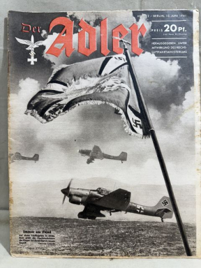 Original WWII German Luftwaffe Magazine Der Adler, June 1941
