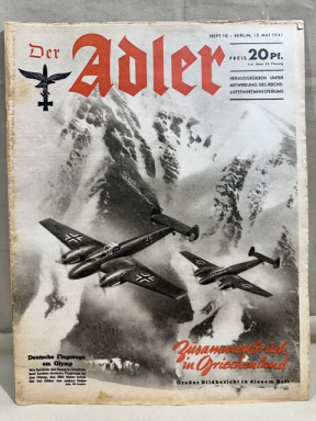 Original WWII German Luftwaffe Magazine Der Adler, May 1941