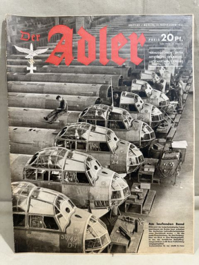 Original WWII German Luftwaffe Magazine Der Adler, November 1941