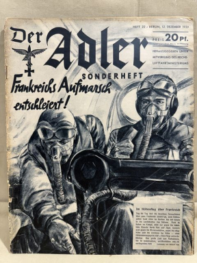 Original WWII German Luftwaffe Magazine Der Adler, December 1939