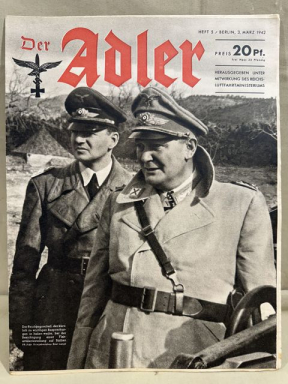 Original WWII German Luftwaffe Magazine Der Adler, March 1942