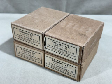 Original WWII German Cardboard 8mm Ammunition Boxes, Set of 4