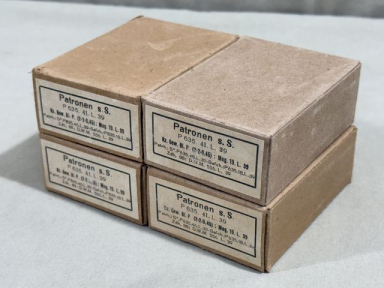 Original WWII German Cardboard 8mm Ammunition Boxes, Set of 4