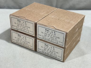 Original WWII German Cardboard 8mm Ammunition Boxes, Set of 4