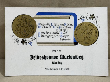 Original WWII German Wine Bottle Label, 1945