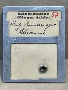Original WWII German Kriegsmarine (Navy) Oil Storage Worker ID Tag