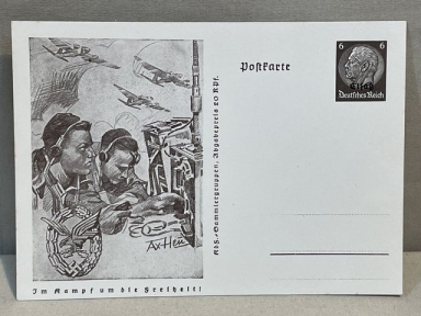 Original WWII German Postcard, LW Wireless Operators Badge