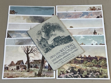 Original WWII German Postcard Set, Between Westwall and Maginot Line
