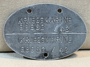 Original WWII German Kriegsmarine (Navy) ID Tag (Erkennungsmarke), 98983 / 43