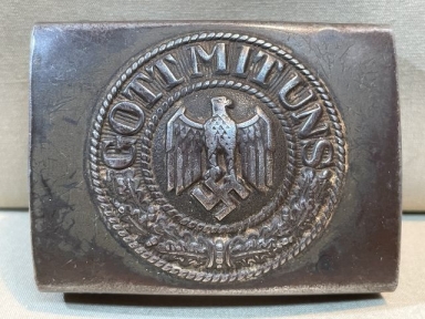 Original WWII German Army (Heer) Late-War EM/NCO Belt Buckle, Steel