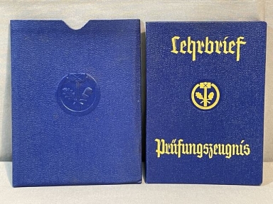 Original Nazi Era German Trade Certificate w/Slip Cover, Lehrbrief Prfungszeugnis