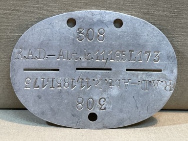 Original WWII German ID Tag (Erkennungsmarke), R.A.D. Unit