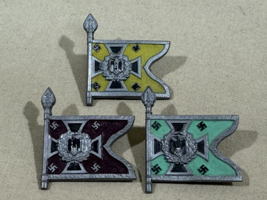 Original WWII German Flag Tinnies Set, Schützen/Nebeltruppe/Nachrichtentruppe