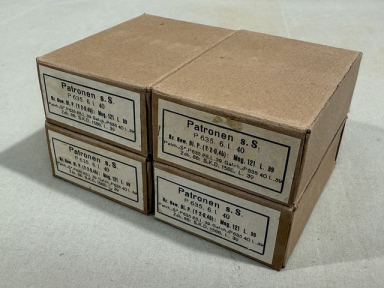 Original WWII German Cardboard 8mm Ammunition Boxes, Set of 4
