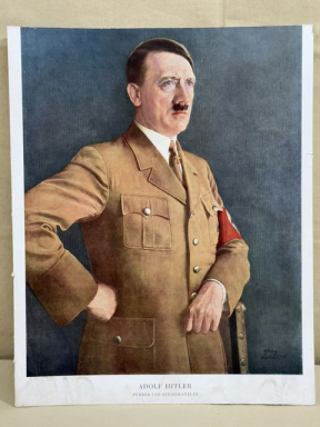Original Nazi Era German Adolf Hitler Print, Fhrer und Reichskanzler