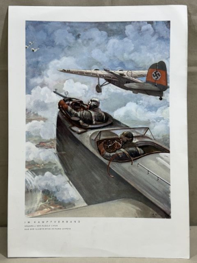 Original WWII German Military Themed Color Print, IN COMBAT FORMATION