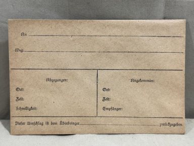 Original WWII Era German Courier Envelope, Time Sensitive