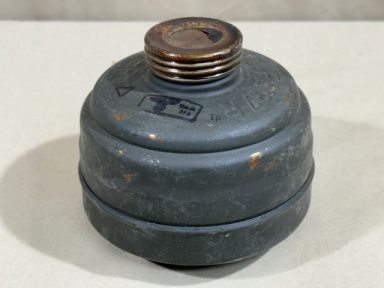 HOLD! Original WWII German FE37R Gas Mask Filter w/Both Caps, UNUSED!