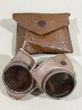 Original WWII German Sun Goggles with Brown Frames & Instructions, UNISSUED