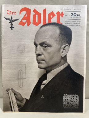 Original WWII German Luftwaffe Magazine Der Adler, April 1943