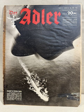 Original WWII German Luftwaffe Magazine Der Adler, April 1942