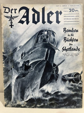Original WWII German Luftwaffe Magazine Der Adler, February 1940