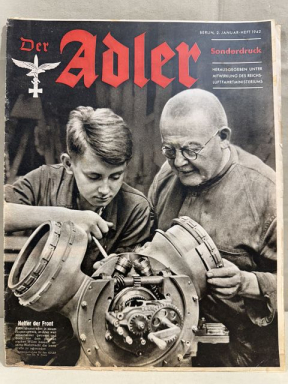 Original WWII German Luftwaffe Magazine Der Adler, January 1942