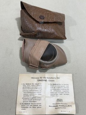 Original WWII German Sun Goggles with Brown Frames & Instructions, UNISSUED