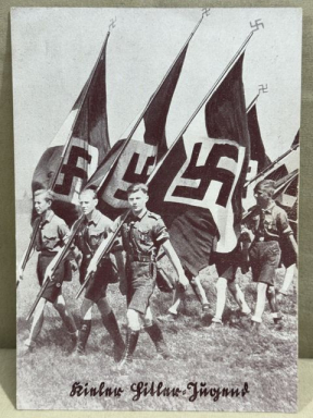 Original WWII German Hitler-Jugend (Hitler Youth) Postcard, Flag Bearers