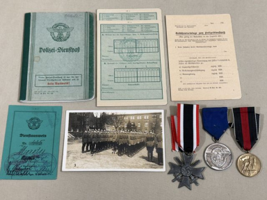 Original WWII German Document/Medals Grouping to Polizei Soldier, Josef Mader