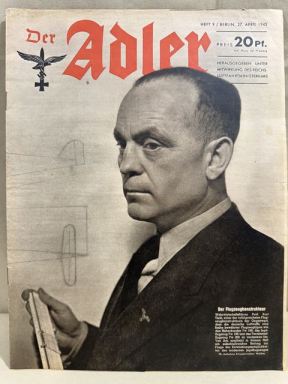 Original WWII German Luftwaffe Magazine Der Adler, April 1943
