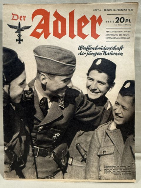 Original WWII German Luftwaffe Magazine Der Adler, February 1941