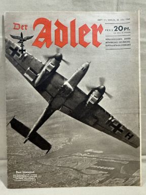 Original WWII German Luftwaffe Magazine Der Adler, July 1943