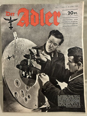 Original WWII German Luftwaffe Magazine Der Adler, April 1944