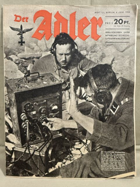 Original WWII German Luftwaffe Magazine Der Adler, June 1944