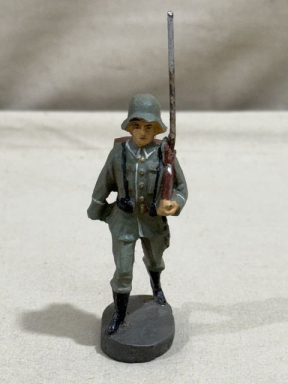 Original Nazi Era German Toy Soldier Marching with Rifle, ELASTOLIN