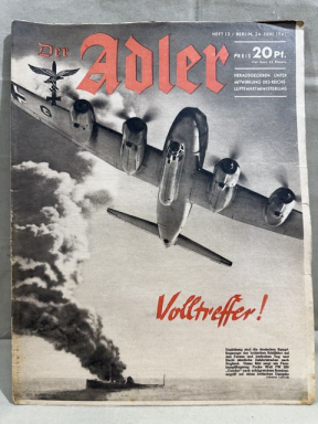 Original WWII German Luftwaffe Magazine Der Adler, June 1941