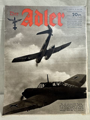 Original WWII German Luftwaffe Magazine Der Adler, May 1942