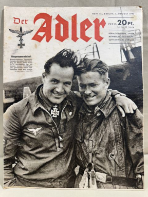 Original WWII German Luftwaffe Magazine Der Adler, August 1942