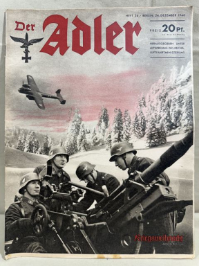 Original WWII German Luftwaffe Magazine Der Adler, December 1940