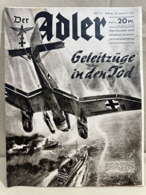 Original WWII German Luftwaffe Magazine Der Adler, August 1940
