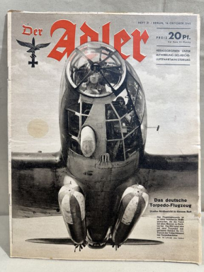 Original WWII German Luftwaffe Magazine Der Adler, October 1941