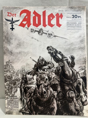 Original WWII German Luftwaffe Magazine Der Adler, December 1941