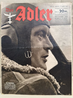 Original WWII German Luftwaffe Magazine Der Adler, March 1942