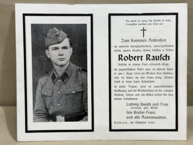 Original WWII German Remembrance Card, Waffen-SS Soldier
