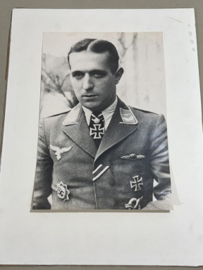 Original WWII German Luftwaffe Knights Cross w/Oak Leaves Winner Photograph, Gerhard Kppen